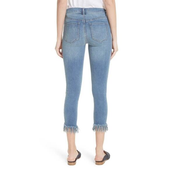 Free People Great Heights Jeans Womens 26 Blue Frayed Skinny Distressed Stretch - Picture 4 of 13